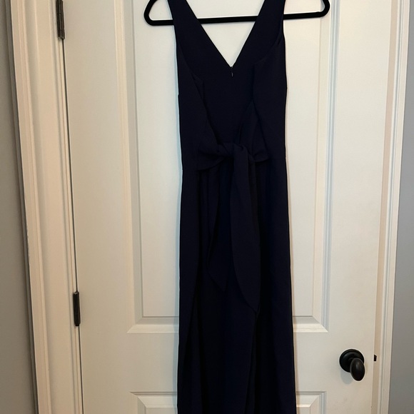NWT LOFT Navy V-back V-front fully lined wide-leg jumpsuit - Picture 3 of 6